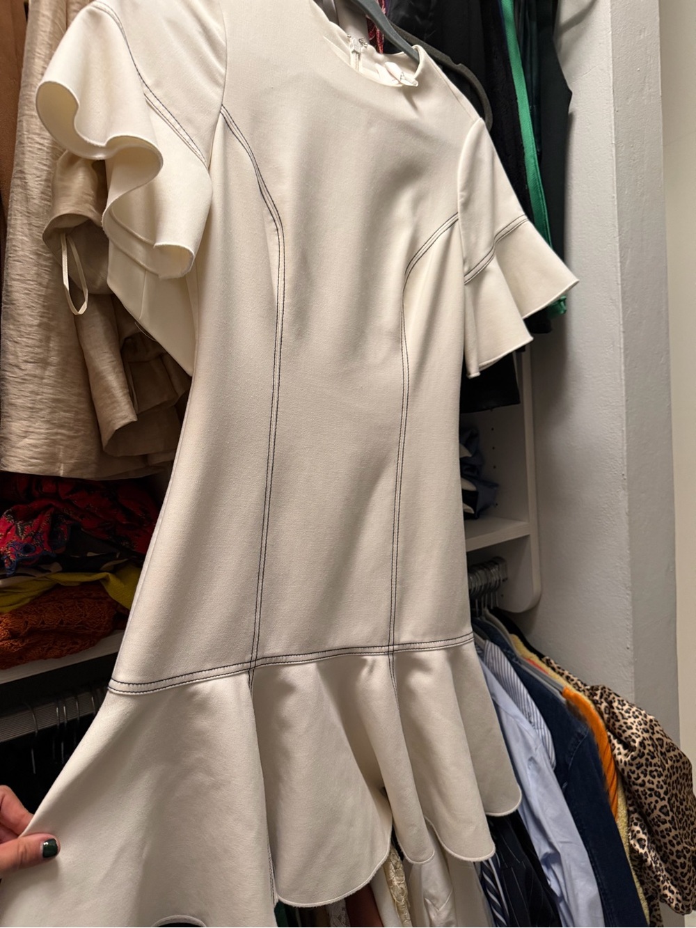cinq a sept off white Ruffle-Sleeve Fit-and-Flare Mini Dress